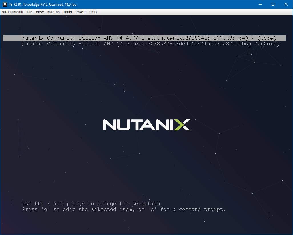 Nutanix Community Edition installation boot screen